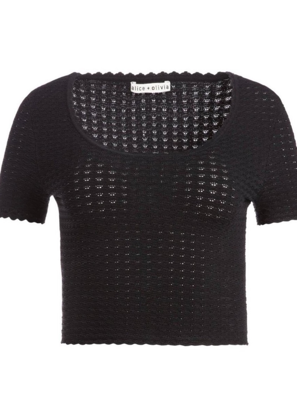 Alice + Olivia Scoop Neck Crop Sweater Black sz small - Picture 5 of 8